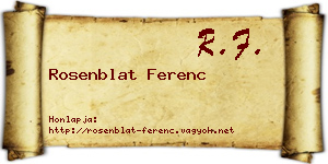 Rosenblat Ferenc névjegykártya